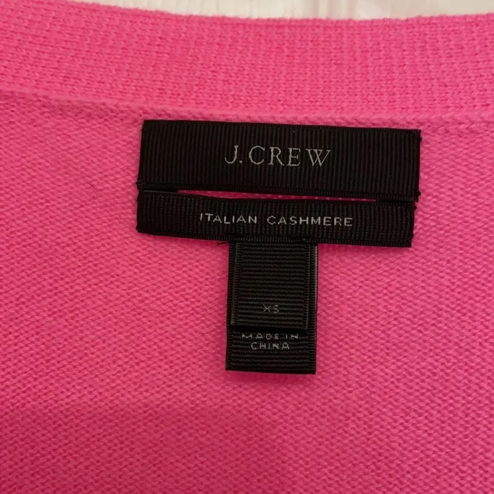J Crew 100% Italian cashmere neon pink boyfriend cardigan sweater
